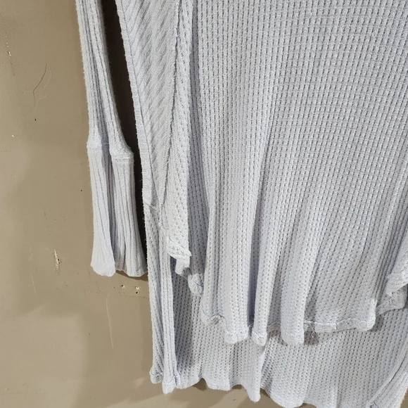 Free People Tunic Light Blue Textured Scoop Neck Long Sleeve Extra Oversized Med - Picture 2 of 4
